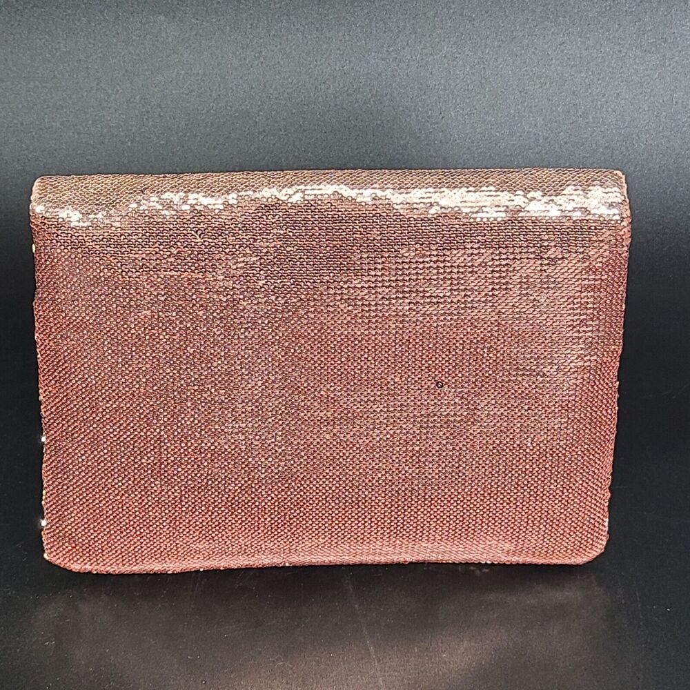 Street Level Pink Sequin‎ Folded Clutch Bag With Chain